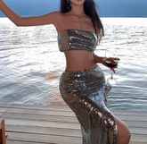 Alaia Sequin Top + Skirt Set